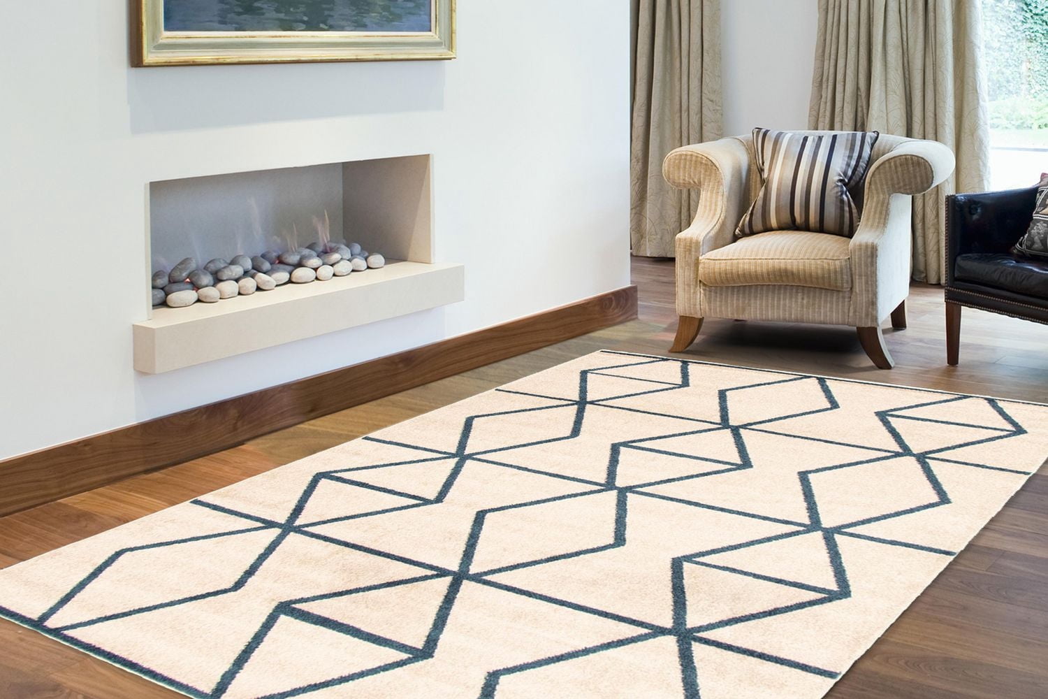 ECARPET Living Room Bedroom Carpet, Geometric Indoor Area Rug Ana Collection