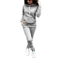 thumbnail image 1 of Women 2PCS Set Long Drawing Straps Slim-Fit Sweatshirt and Sweatpants Set, 1 of 3