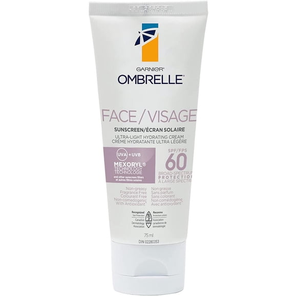 Garnier Ombrelle Crème Solaire Ultra Légère Pour Le Visage, Fps 60, 75 ml