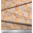 thumbnail image 1 of Soimoi Gray Poly Georgette Fabric Autumn Leaves Print Fabric by the Yard 42 Inch Wide, 1 of 2