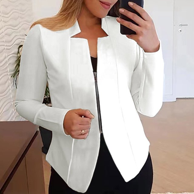 EGNMCR Veste à Manches Longues pour Femmes, Sans Capuche, Décontractée, Cardigan à Fermeture Éclair