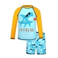 thumbnail image 1 of Boys Swim Trunks Summer 2 Piece Swimsuit Set Long Sleeve Shrk Print Rash Guard & For Pool Hot Spring Blue Board Shorts Youth 4-5T, 1 of 6
