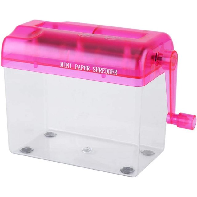 Manual Shredder, A6 Portable Mini Manual Paper Cut Shredder Fit for Office Home School(Pink)