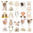 thumbnail image 2 of Plush Balls Ears Decor Fleece Lining Solid Color Ear Protection Baby Beanie Winter Infant Cartoon Shape Bucket Hat Scarf Cap, 2 of 10
