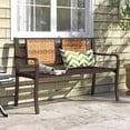 thumbnail image 2 of Costway 51" Patio Metal Bench for 2-3 with Rattan Backrest & Curved Armrests for Backyard, 2 of 10