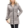 thumbnail image 1 of Innerwin Hooded Coats Solid Color Women Down Winter Long Sleeve Lightweight Puffer Jacket Deep Gray XS, 1 of 7