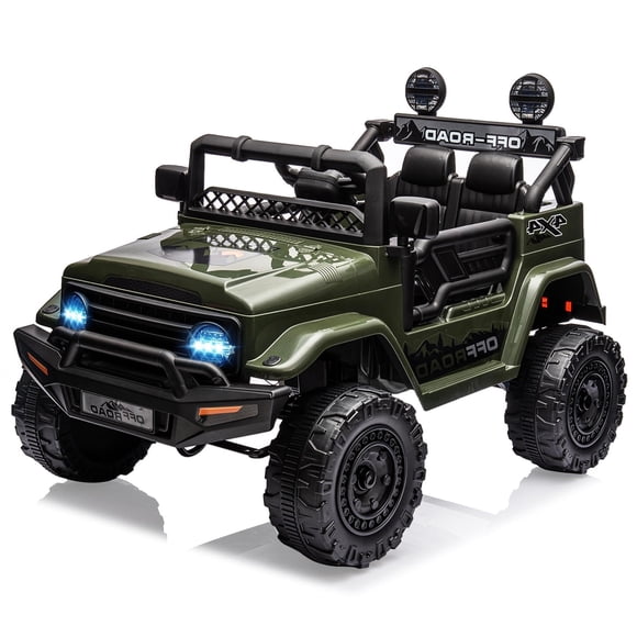 TROPOW Kids Cars Electric Ride On Toys,Hetoy Electric Car for Kids, 12V Ride on Truck Car with Remote Control Spring Suspension, LED Lights, Music, 3 Speeds,Green