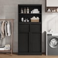 thumbnail image 3 of AKDSteel Tall Freestanding Storage Cabinet, Modern 51'' Cupboard With Doors And 2 Drawers For Dining Room, 3 of 7