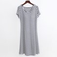 thumbnail image 2 of TSADFHJI Chemises de Nuit Sans Manches Femmes Femmes Été Design à Rayures Couleurs Robe de Pyjama pour Femmes Été Manches Courtes Chemise de Nuit avec Coussinet de Poitrine Robes de Nuit TTTG Noir, 2 of 9