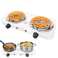 thumbnail image 1 of Hot Plate,Double Burner, 2000W Electric Stove Burner with 5 Levels Temperature Control, Countertop Double Coil Burner Cast Iron Cooktop for All Cookwares Home Camp RV,White, 1 of 9