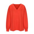 thumbnail image 4 of MeetoTime Oversized Long Sleeve Pullover for Women Fall Trendy V-Neck Loose Solid Color Sweatshirt Tops, 4 of 5