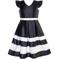 thumbnail image 1 of Girls Dress Black V-neckline Ribbon Color Contrast 6 Years, 1 of 7