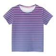 thumbnail image 4 of WRKEKC T-Shirts pour Filles, Hauts d'Été pour Filles, T-Shirts d'Été Décontractés pour Filles à Col Rond avec Imprimé Rayé Dégradé, Manches Courtes Tendance et Respirants, 4 of 4