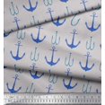 thumbnail image 2 of Soimoi Grey Poly Georgette Fabric Anchor Hook Nautical Print Fabric by Yard 52 Inch Wide, 2 of 3