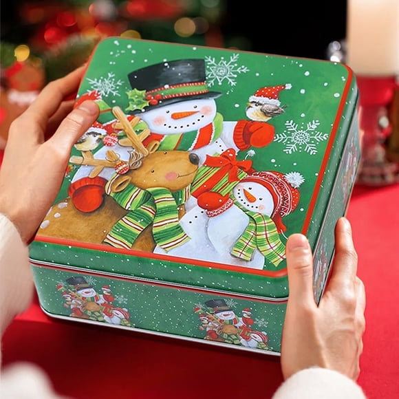 Amzcrzy Boîte de Rangement en Fer Fournitures pour Enseignants Boîte Cadeau de Noël en Étain pour Bonbons Collations Biscuits Organisateur de Rangement en Métal Boîte Décorative pour Friandises des Fêtes pour Enfants Adultes Organisateur de Bureau pour Fête