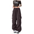 thumbnail image 4 of RKSTN Womens Pants Ladies' Solid Color High Waist Wide Leg Casual Drawstring Work Pants Loose Fitting Long Pants, 4 of 5