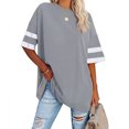 thumbnail image 4 of Chandails à Manches Courtes pour Femmes T-Shirts Surdimensionnés pour Femmes T-Shirts Amples Demi-Manches Col Rond Hauts Color Block Tuniques T-Shirts Surdimensionnés pour Femmes Hauts à Demi-Manches pour Femmes, 4 of 6