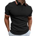 thumbnail image 1 of Styesk T Shirts for Man Fashion Leisure Solid Color Versatile Button Flip Collar Short Sleeve Top, 1 of 6