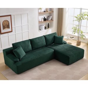 96" Coupes de canapés modulaires en coupe l 3 Siège Canapé Modulaire Mémoire Mousse Coupes Sectionnelles pour Salon, Couch Cloud avec Chaise Surdimensionnée (Green, Droite Face Chaise)