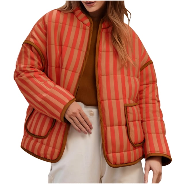 Lovzfmll Veste Fleurie pour Femme, Style Décontracté à Manches Longues Sans Capuche Orange, P