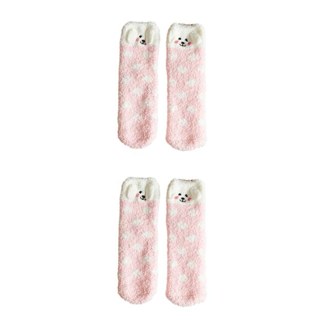 relayinert Experience Comfort With These Wide Application Fluffy Socks Pink Dot Puppy 2Set