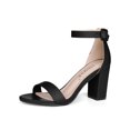 thumbnail image 1 of BLISSFUL STEP Women Buckle Block Heel Ankle Strap Open Toe Sandals Black 8, 1 of 8