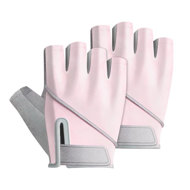 TFixol Gants de Musculation Roses à Demi-Doigts pour Femmes - Respirants, Antidérapants, Lavables avec Protège-Poignet pour Sports de Plein Air, Taille g