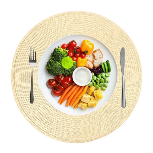 Djiypn Napperons Ronds Tressés 14,96 Pouces Napperons Ronds pour Tables à Manger Tissés Naturels Résistants à la Chaleur Ensemble de 4 (Beige,4)