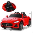 thumbnail image 2 of Gymax 12V Kids Ride On Car Licensed Maserati GranCabrio w/Remote Control & Music Red, 2 of 10