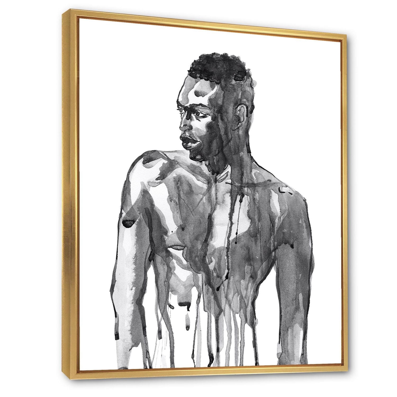 Designart Bel Homme Africain Portrait Sur Blanc I ART MURAL À CADRE FLOTT