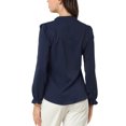thumbnail image 3 of INSPIRE CHIC Blouse Haut à Col Montant à Volants Boutonné à Manches Longues pour Femme TP Bleu Marine, 3 of 8