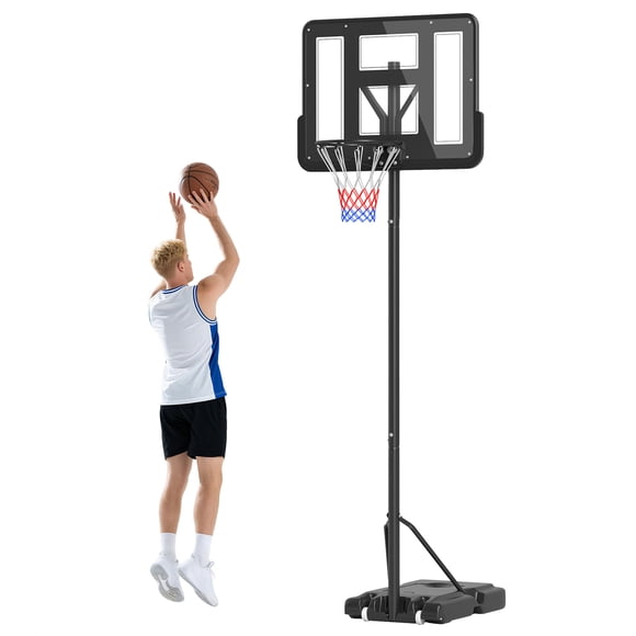 Soozier 4.6-10ft Portable Basketball Hoop with Wheels and 43" Backboard