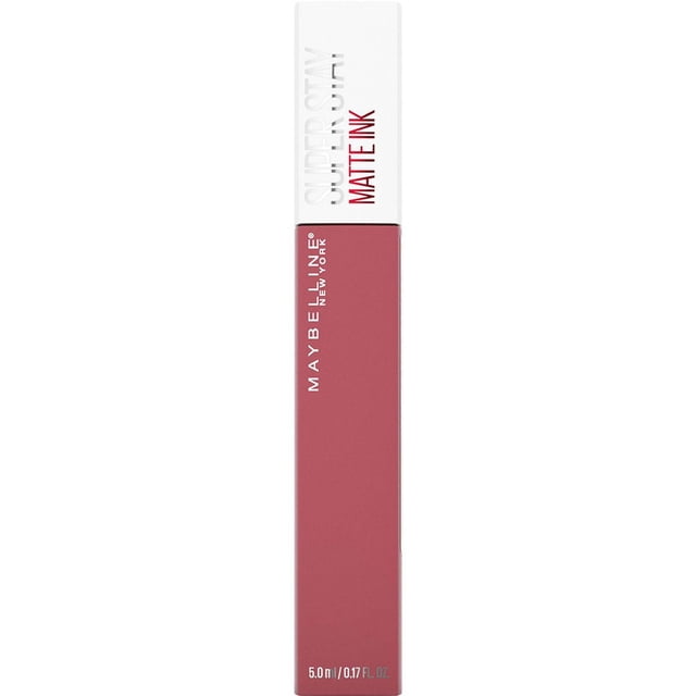Maybelline New York Superstay Matte Ink™ Long-Lasting Lipstick, 5ml, liquid lipstick in muted rose with a rectangular tube and white cap, offering up to 16-hour matte finish and precise arrow applicator for long wear.