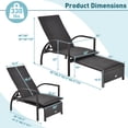 thumbnail image 3 of Gymax 2PCS Outdoor Chaise Lounge Rattan Recliner w/ Retractable Ottoman for Patio, 3 of 5