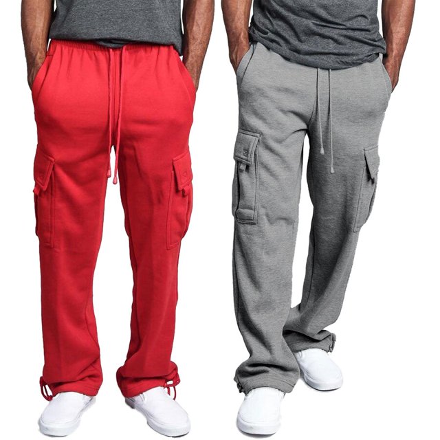 Mens Urban Straight Leg Jogger Heavy Weight Fleece Cargo Pocket Sweat Pants