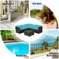 thumbnail image 4 of Costway 6PCS Patio Rattan Furniture Set Sectional Cushioned Sofa Deck Turquoise, 4 of 10