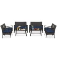 thumbnail image 1 of Costway 8PCS Patio Rattan Wicker Furniture Set Cushioned Sofa Armrest Coffee Table Navy, 1 of 7