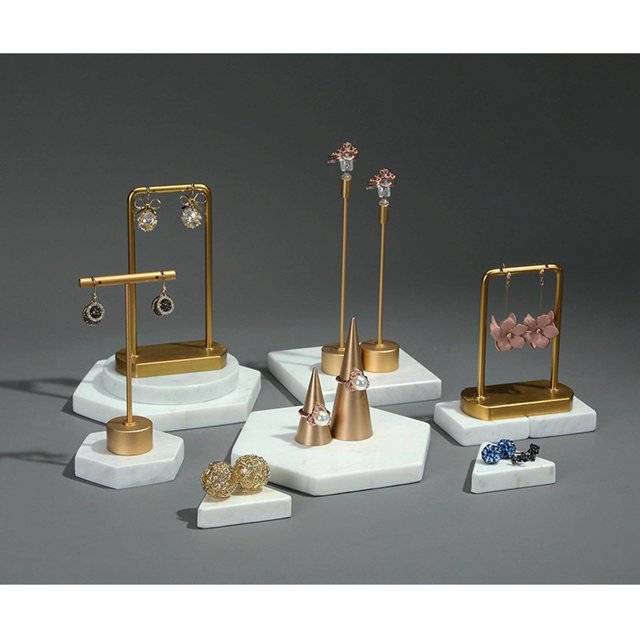 pitrice Gold Jewelry Display Earrings Stand for Bracelet Display Multi-Functional Stand Showcase 3x1.5x11.5cm Jewellery Display Round Base