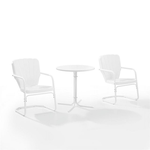 Crosley Ridgeland 3 Piece Outdoor Bistro Set in White Gloss