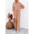 thumbnail image 2 of ORUYROP Ensemble de Pull 2 Pcs pour Femmes Haut Court à Manches Longues et Pantalon Large, 2 of 7