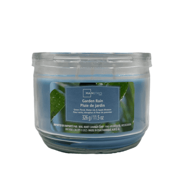 Mainstays Garden Rain Scented 3-Wick Glass Jar Candle, 11.5 oz