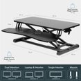 thumbnail image 3 of 80cm Desk Converter, Height Adjustable Sit-Stand Riser, Dual Monitor Laptop Workstation - AD-1 Black, 3 of 7