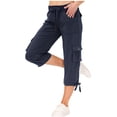 thumbnail image 2 of Pantalon Cargo Femme, Capris Pantalons pour Femmes avec Poches Amples Décontractés Chic Shorts Cargo Amples pour Dames Capris pour la Randonnée, Pantalons de Travail, 2 of 7