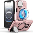 thumbnail image 1 of KOMI for iPhone 16 Pro Max MagSafe Case with Adjustable Metal Camera Lens Cover Stand with 1 Screen Protector,[Mil-Grade Protect] Rugged Heavy Duty Magnetic Case for iPhone 16 Pro Max 6.9" Rose Gold, 1 of 5
