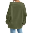 thumbnail image 4 of Women's Off Shoulder Sweatshirt Adjustable Drawstring Oversized Long Sleeve Shirt Pullover Basic Slouchy Clothes 2025, 4 of 6