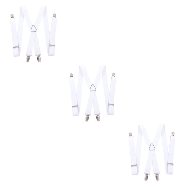 Decodeary Bretelles en Forme de X Sangle Élastique Ceinture Clip Blanc 3Ensemble