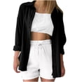 thumbnail image 1 of Timegard Tops for Women Lapel Neck Long Sleeve Button up Shirts Solid Color Fall Casual Loose Blouse, 1 of 4