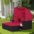 thumbnail image 4 of Topbuy Outdoor Daybed with Retractable Canopy, Black PE Rattan, Sunbed, Red, 4 of 9