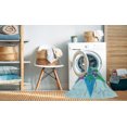 thumbnail image 2 of Ahgly Company Tapis d'Intérieur Lavable à la Machine, Carré, Transitionnel, Bleu, Tapis de Zone, 7 Pieds Carré, 2 of 7