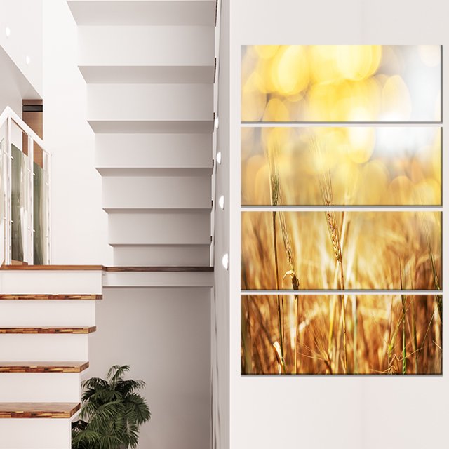 Plantes de Blé Brun dans les Champs - Impression sur Toile Florale
